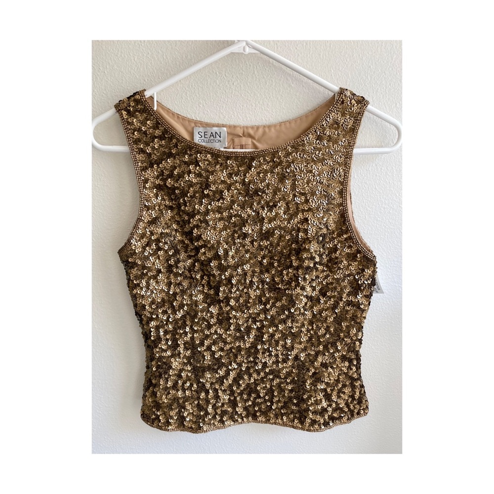 Gold Sequinned Women's Tank Sean Collection S